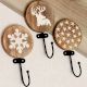 Brown Wooden Christmas Theme Wall Hooks For Kids - Pack of 3